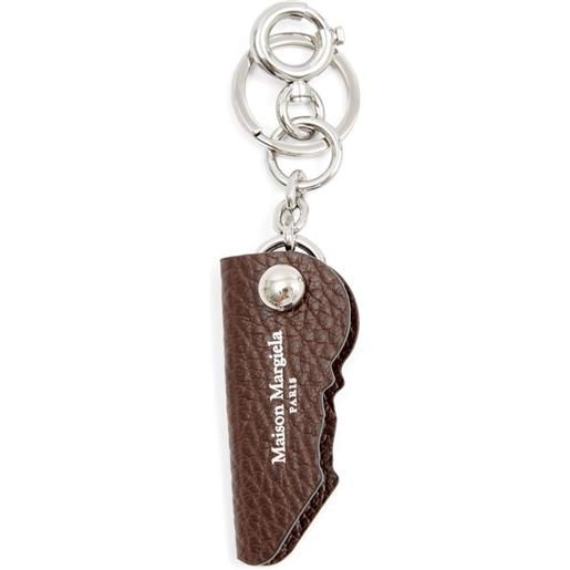 Maison Margiela portachiavi in pelle con logo - marrone