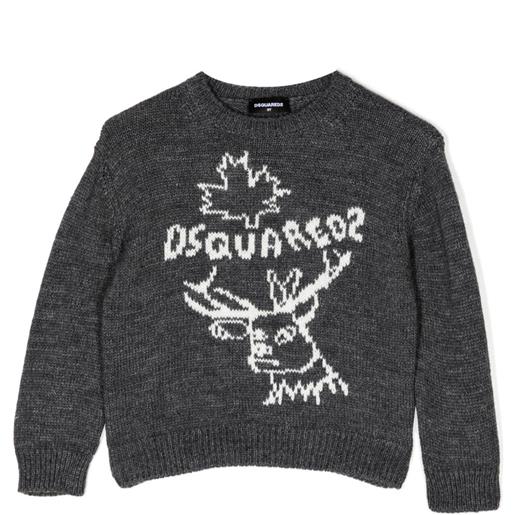 DSQUARED2 KIDS maglione girocollo con logo - grigio