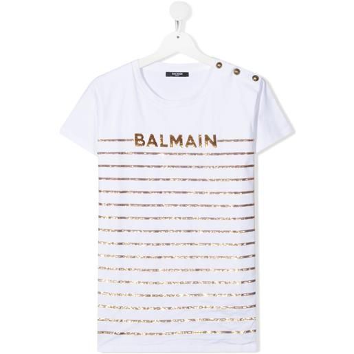 Balmain Kids t-shirt con paillettes - bianco