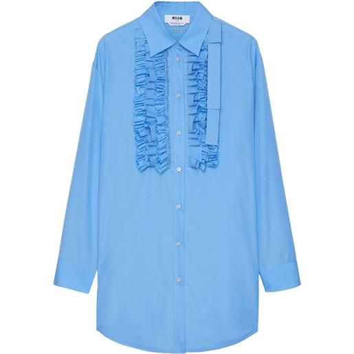 MSGM abito corte in popeline con ruches - blu