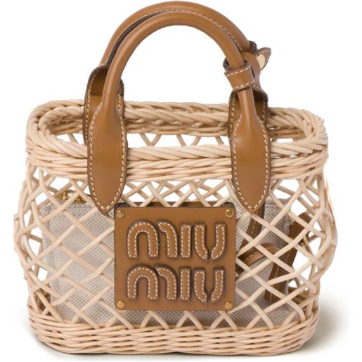 Miu Miu borsa tote con design intrecciato - marrone