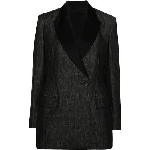 Brunello Cucinelli blazer denim doppiopetto - nero