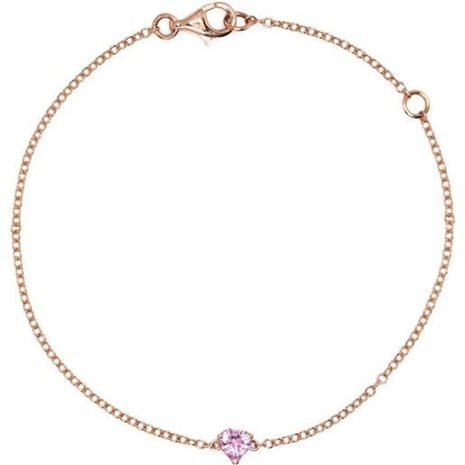 SHAY bracciale baby heart in oro rosa 18kt con zaffiri