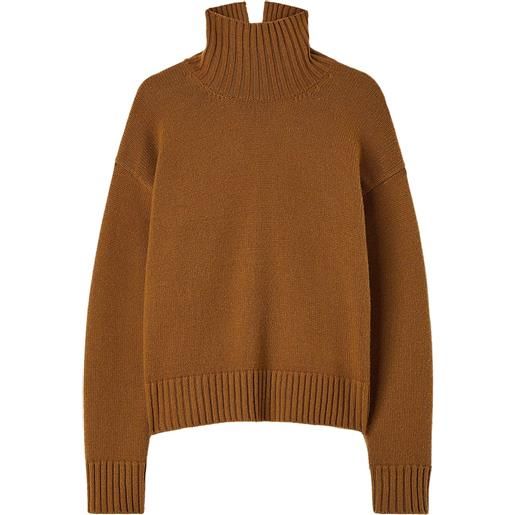 Jil Sander maglione con scollo a imbuto - marrone