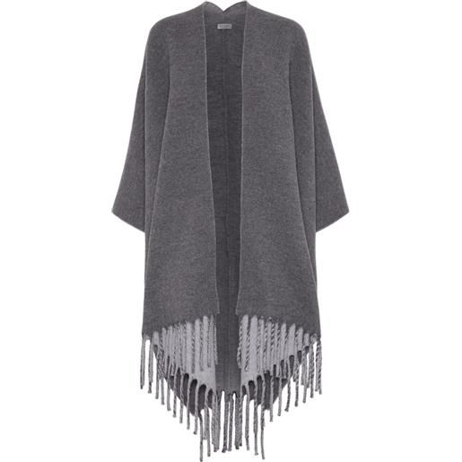Brunello Cucinelli mantella con frange - grigio