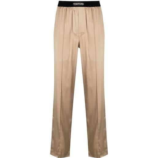 TOM FORD pantaloni pigiama con logo - toni neutri