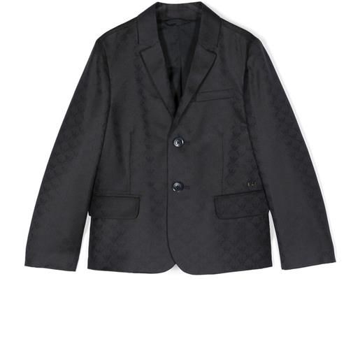 Emporio Armani Kids blazer monopetto con monogramma jacquard - blu