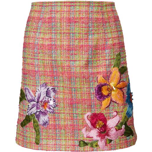 Carolina Herrera minigonna con ricamo a fiori - rosa
