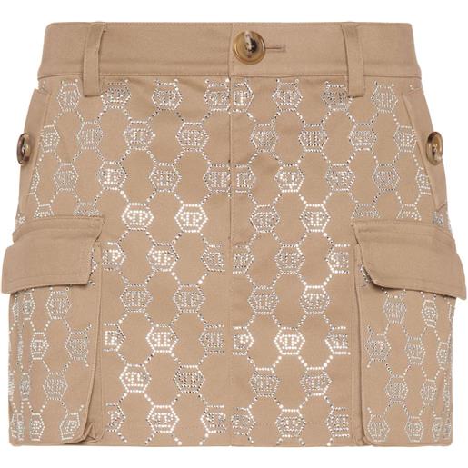 Philipp Plein minigonna con monogramma - toni neutri