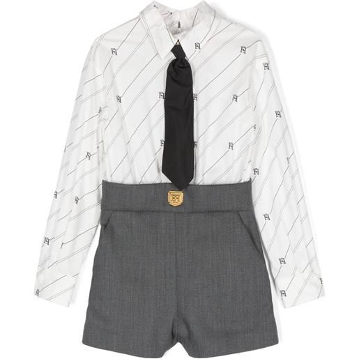 Elisabetta Franchi La Mia Bambina tuta corta con monogramma - bianco
