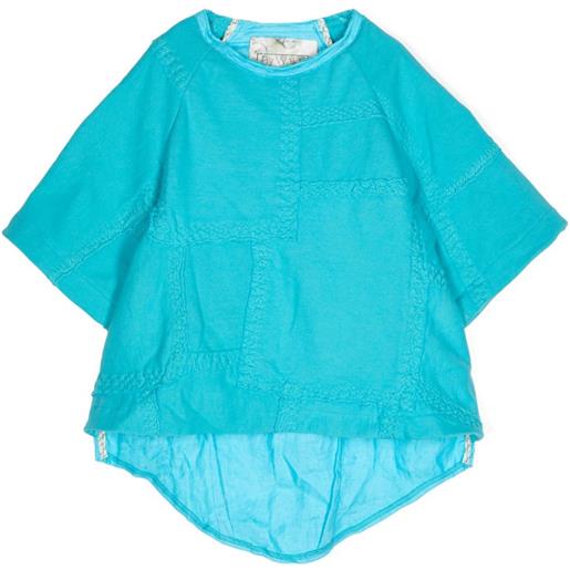 By Walid t-shirt in cotone con design patchwork - blu