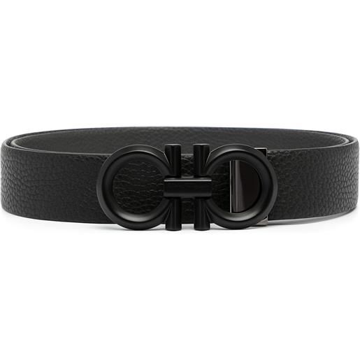 Ferragamo cintura gancini reversibile - nero