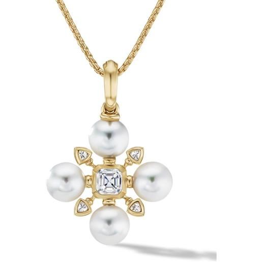 David Yurman collana renaissance in oro giallo 18kt con perle e diamanti (20mm)