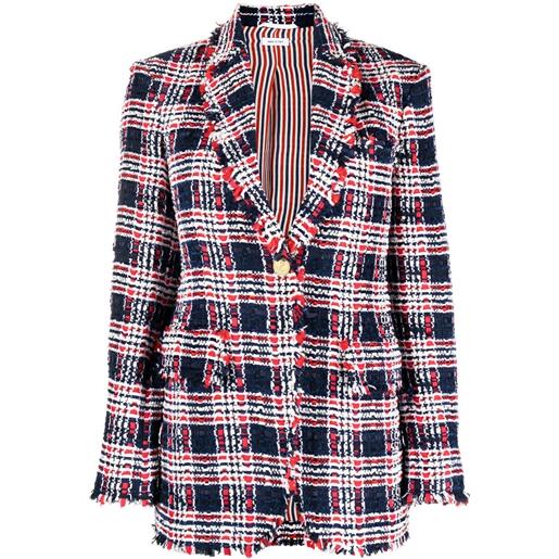 Thom Browne blazer monopetto in tweed - blu