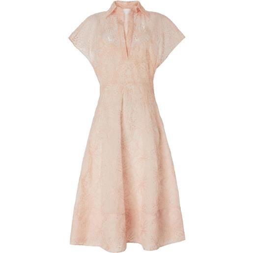 Genny abito midi con ricamo - rosa