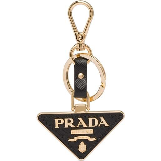 Prada portachiavi in pelle con logo - nero