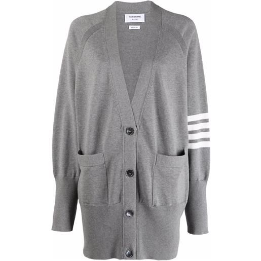 Thom Browne cardigan con dettaglio a 4 righe - grigio