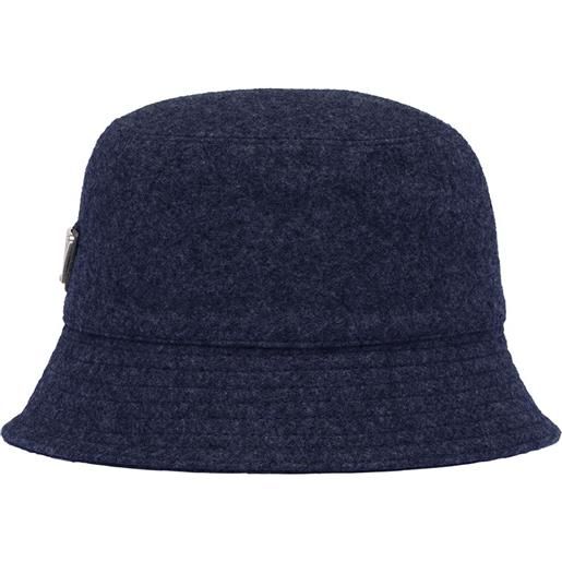 Prada cappello bucket con placca logo - blu