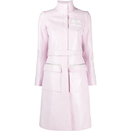 Courrèges trench con logo in vinile - rosa