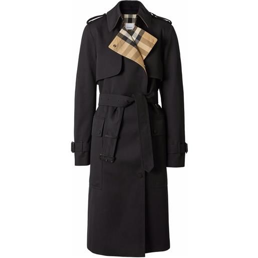 Burberry trench con revers a contrasto - nero