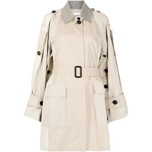 Goen.J trench oversize con design color-block - marrone