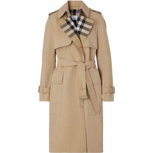 Burberry trench check lapel - marrone