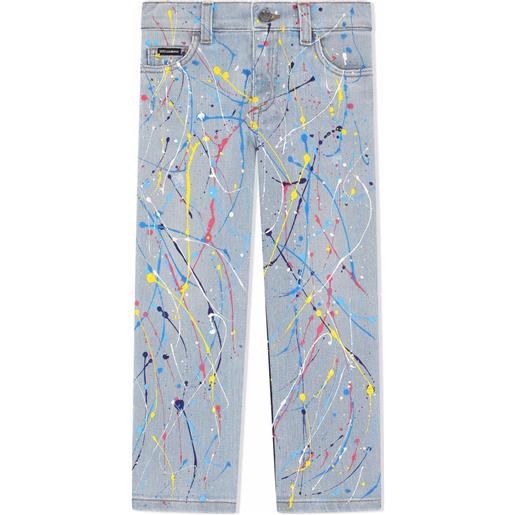 Dolce & Gabbana Kids jeans con effetto schiarito - blu