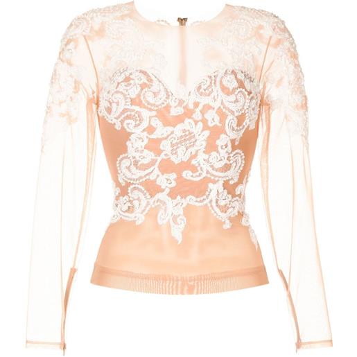 Zuhair Murad top con ricamo - rosa