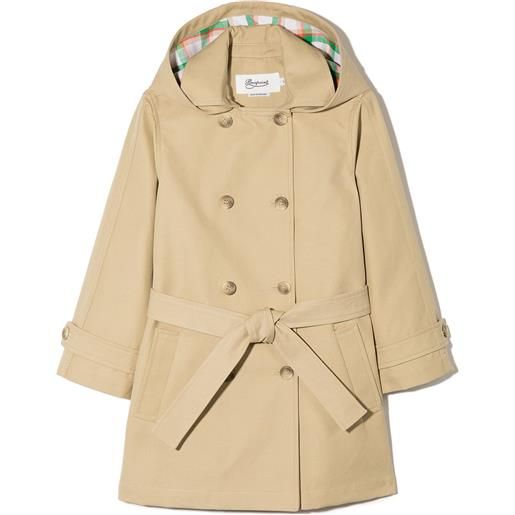 Bonpoint trench doppiopetto con cappuccio - toni neutri