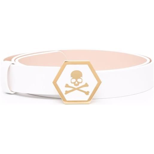 Philipp Plein cintura con teschio - bianco