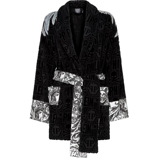 Philipp Plein accappatoio silver eagle corto - nero