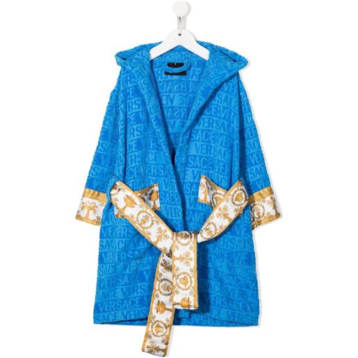 Versace Kids accappatoio i love baroque con cappuccio - blu