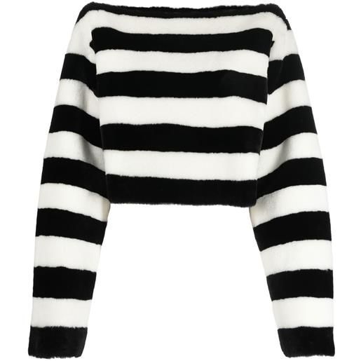 Balmain maglione a righe con scollo a barca - nero