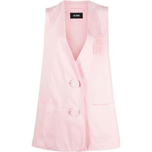 Raf Simons gilet denim oversize con applicazione - rosa
