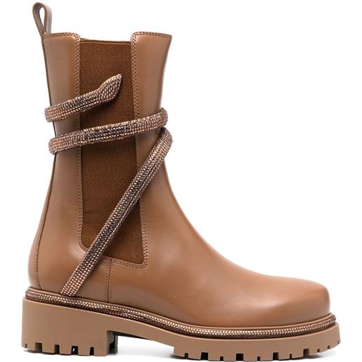 René Caovilla anfibi cleo con decorazione - marrone