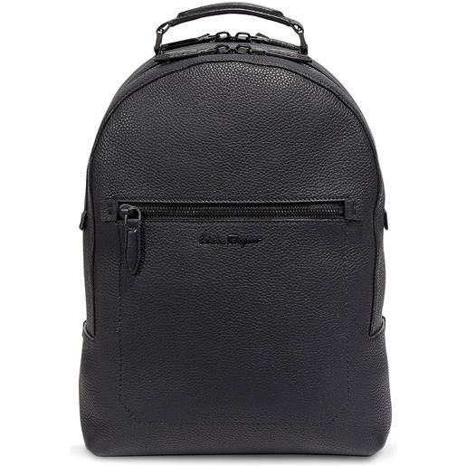 Ferragamo zaino con ricamo - nero
