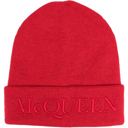 Alexander McQueen berretto con ricamo - rosso
