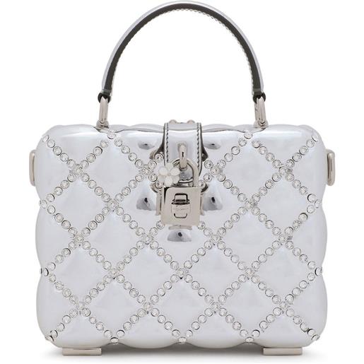 Dolce & Gabbana borsa tote dolce box con strass - effetto metallizzato