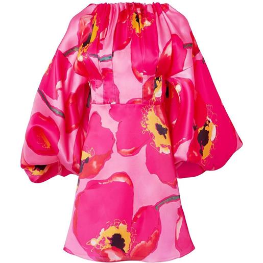 Carolina Herrera abito corto con maniche a palloncino - rosa