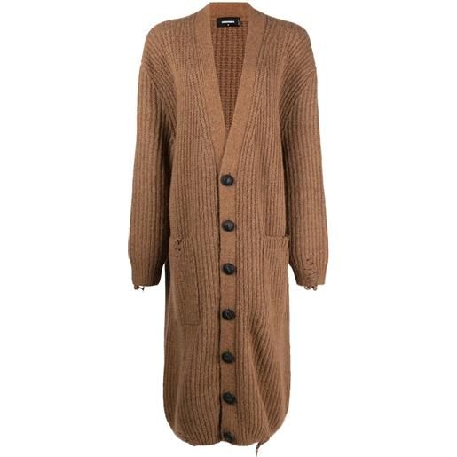 DSQUARED2 cardigan con effetto vissuto - marrone