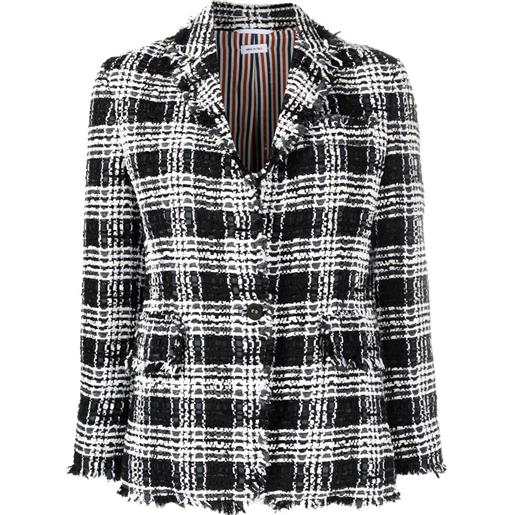 Thom Browne giacca a quadri in tweed - nero