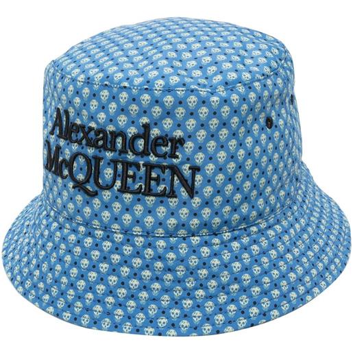 Alexander McQueen cappello bucket con stampa teschi - blu