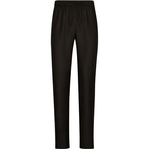 Dolce & Gabbana pantaloni in seta con ricamo dg essentials - nero