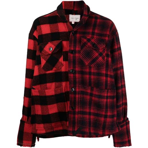 Greg Lauren giacca-camicia a quadri - nero