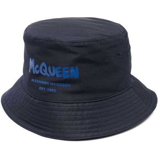 Alexander McQueen cappello bucket con stampa - blu