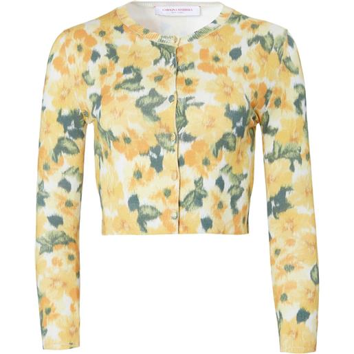 Carolina Herrera cardigan crop a fiori - giallo