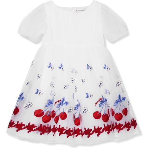 Monnalisa abito con ricamo - bianco