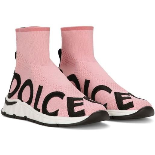 Dolce & Gabbana Kids sneakers a calzino con logo jacquard - rosa