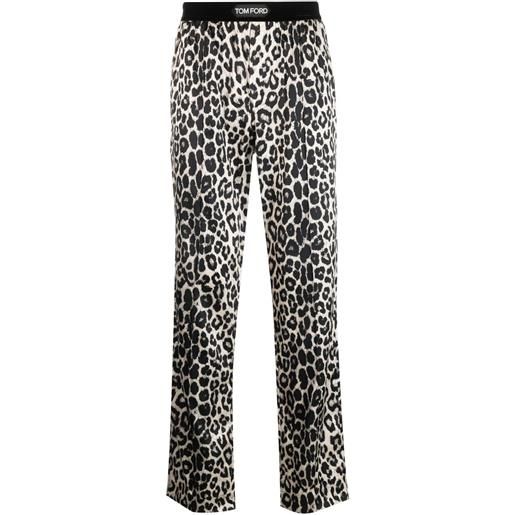 TOM FORD pantaloni con banda logo - toni neutri