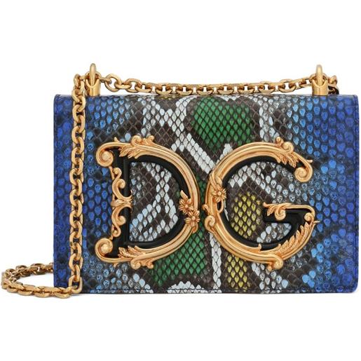 Dolce & Gabbana borsa a tracolla dg girls con effetto pitonato - blu